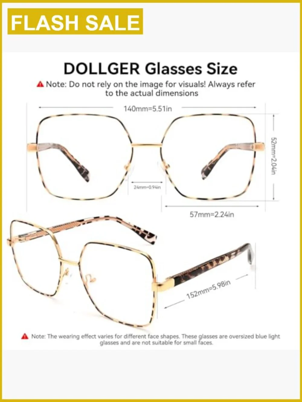 Oversized Square Blue Light Blocking Glasses for Work Gaming